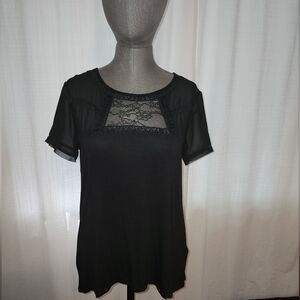 H&M Black Short Sleeve Lace Tee